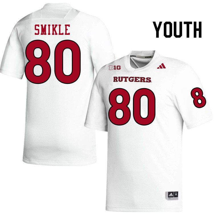 Youth #80 Jordan Smikle Rutgers Scarlet Knights 2024 College Football Jerseys Stitched-White